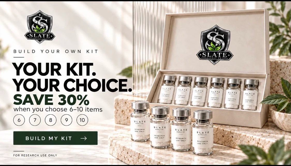 Slate Supply Co — Your kit. Your choice. Save 30% on eligible research vials.